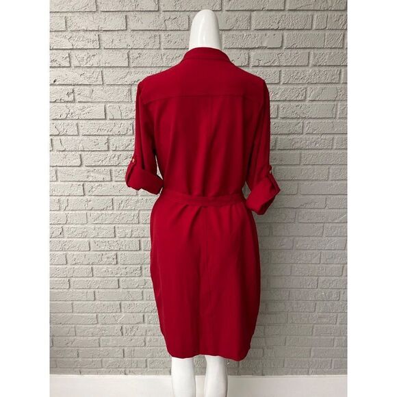 Shargano Red Utility Dress With Gold Tone Hardware Size 12 - Picture 2 of 11